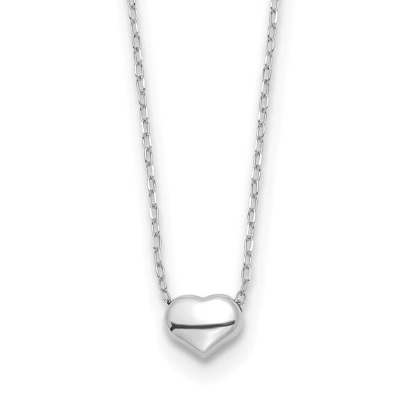 Kazi Luxury 14k White Gold Polished Heart 16.5in Necklace